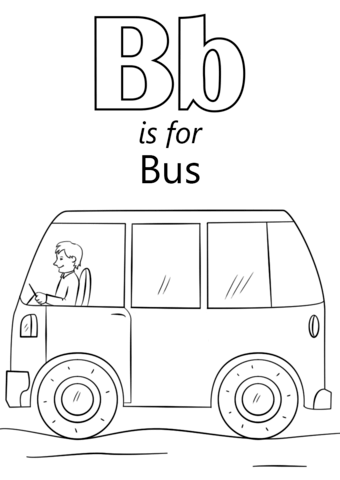 Letter B Is For Bus Coloring Page